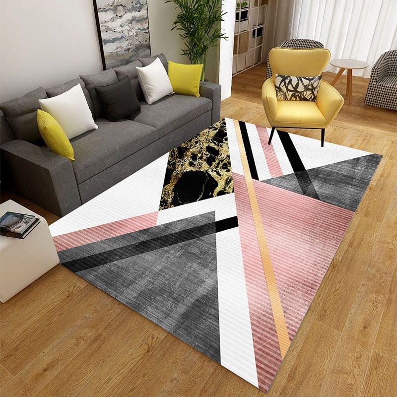 Abstract Printing Indoor Rug Polyester Modern Rug Non-Slip Backing Carpet for Living Room