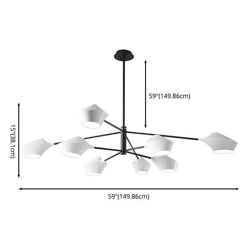 Estilo posmoderno Minimalismo Iluminación Candelier blanca Acrílica Geométrica Suminosa luz de suspensión Luz con caña de colgar ajustable de 19,6 "