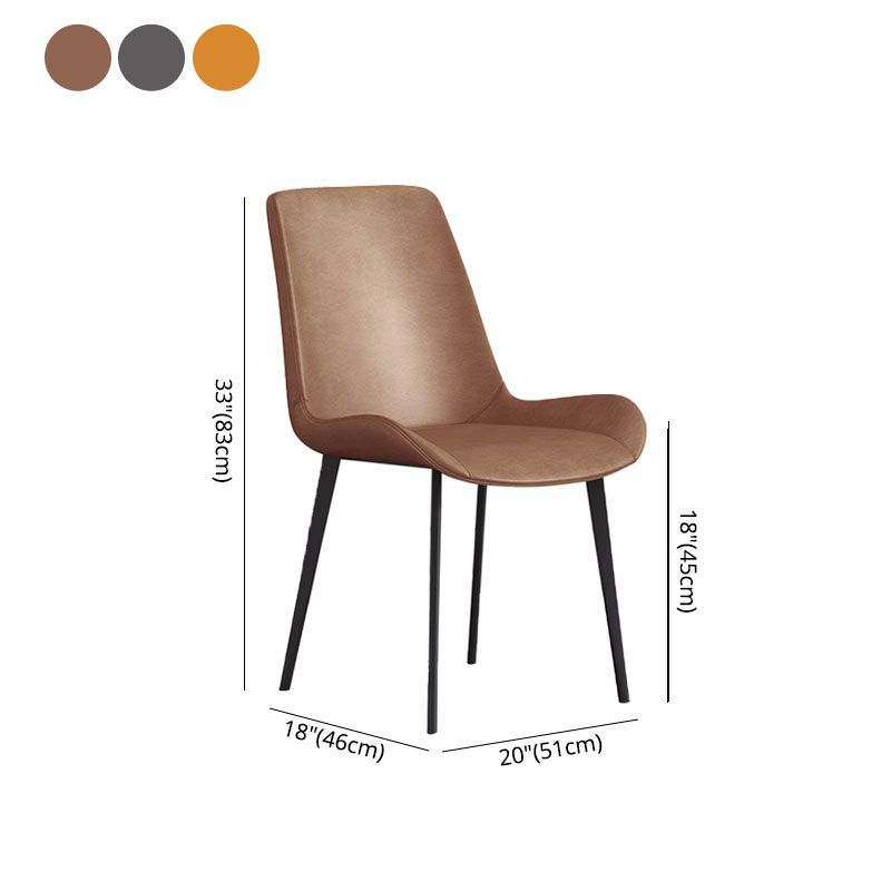 Sillas de comedor de cuero con respaldo sólido de estilo industrial para uso doméstico (juego de 2)