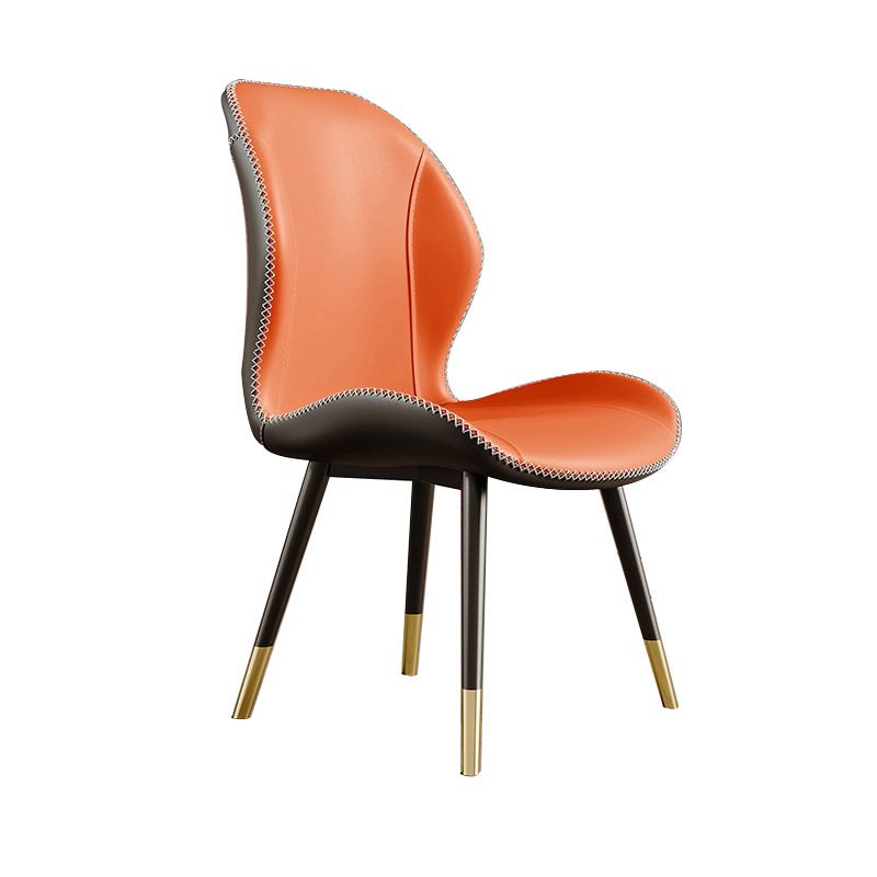 Glam Style Chair Leather Wingback Dining Chair for Kitchen Use