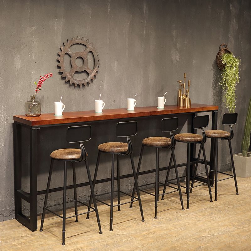 Contemporary Rectangle Bar Table Solid Wood Bar Dining Table with Trestle Base