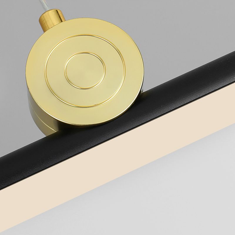 Black Aluminum Island Light Modern Linear Restaurant Hanging Lamp with Acrylic Shade