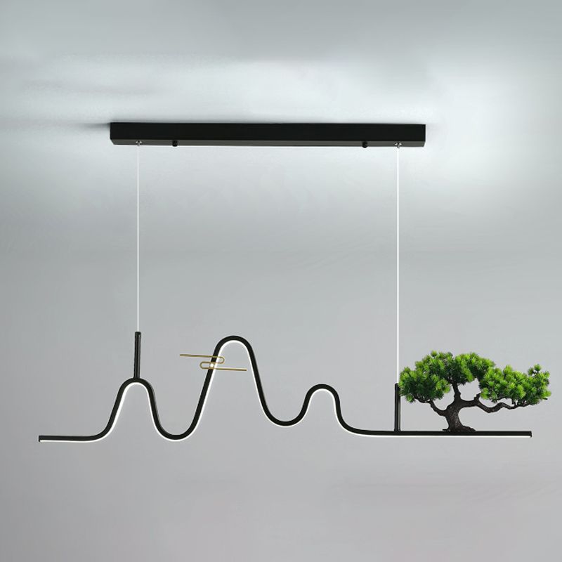 Linear Shape Island Light Modern Style Metal Single Light Pendant Light