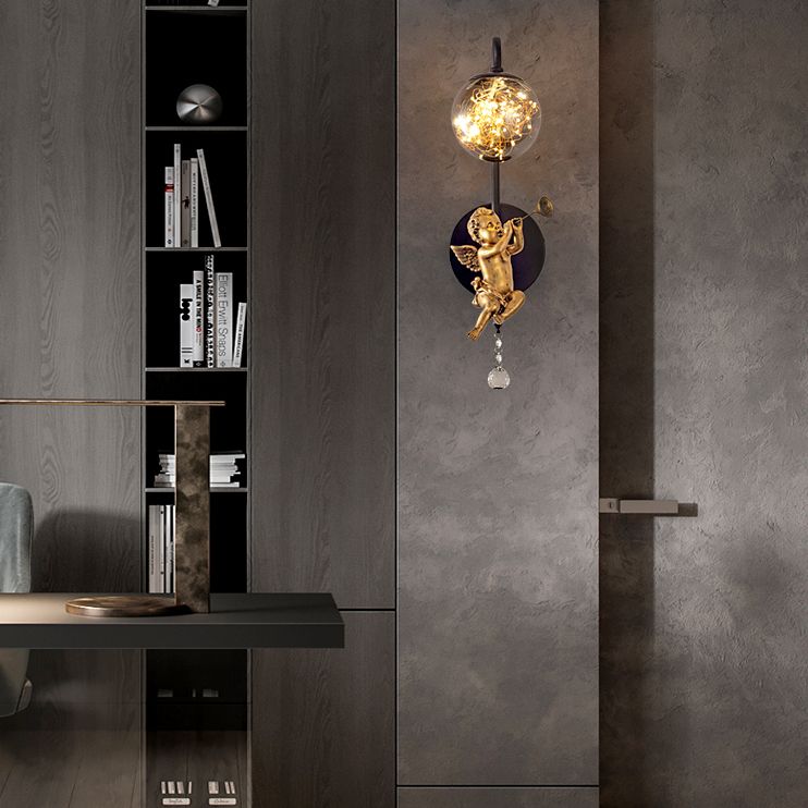 Lámpara esférica liviana nórdica estilo creativo de vidrio 1 apliques de luz con modelo de ángulo