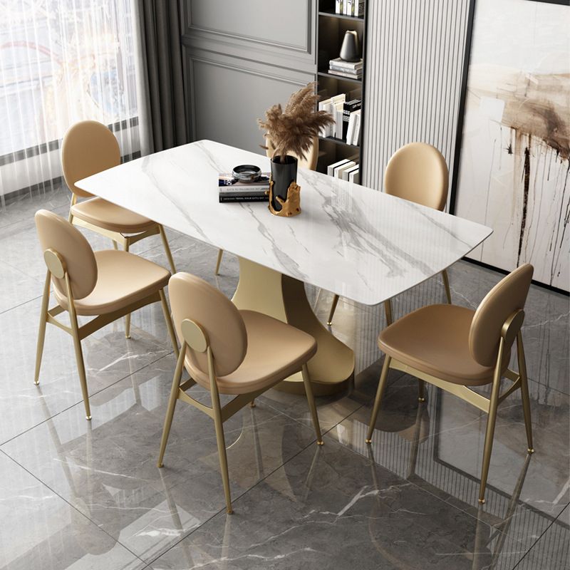 Glam Sintered Stone Dining Room Set Standard Height with Gold Leg Dining Furniture for Home Use