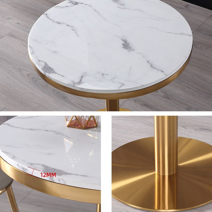 Marble Dining Table Luxury Style Single Pedestal Round Table for Dining Room