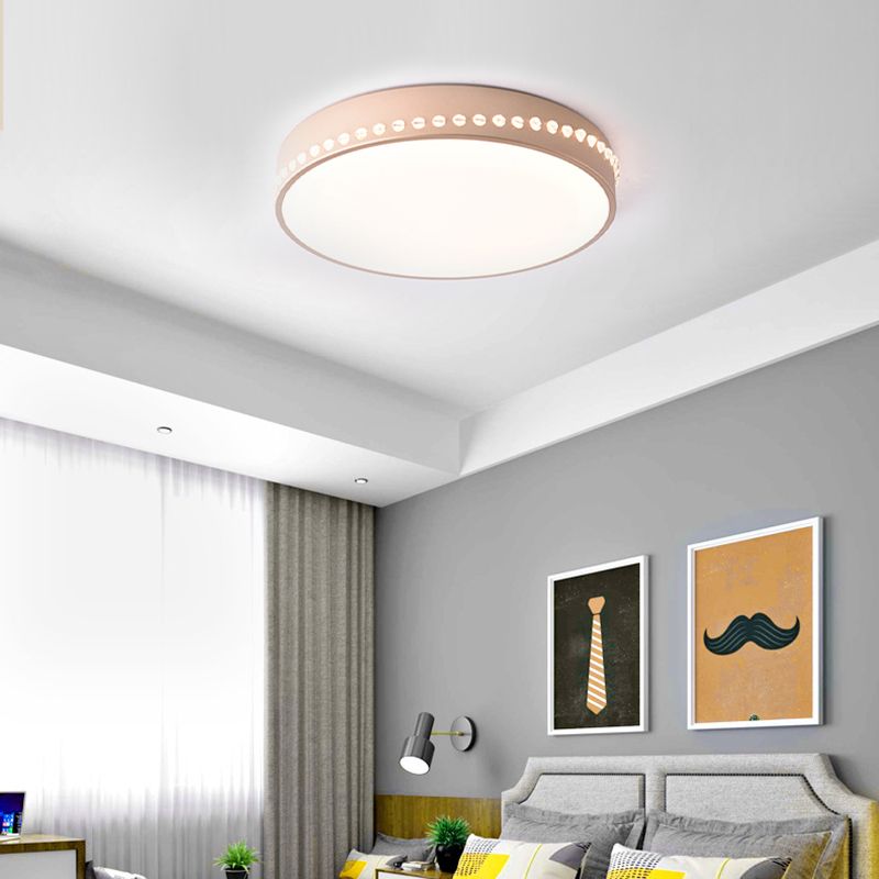 Drum Acrylic Ceiling Light Fixture Modern LED Black/White/Grey Flush Mount Lighting in Warm/White Light, 14"/18"/21.5" Dia