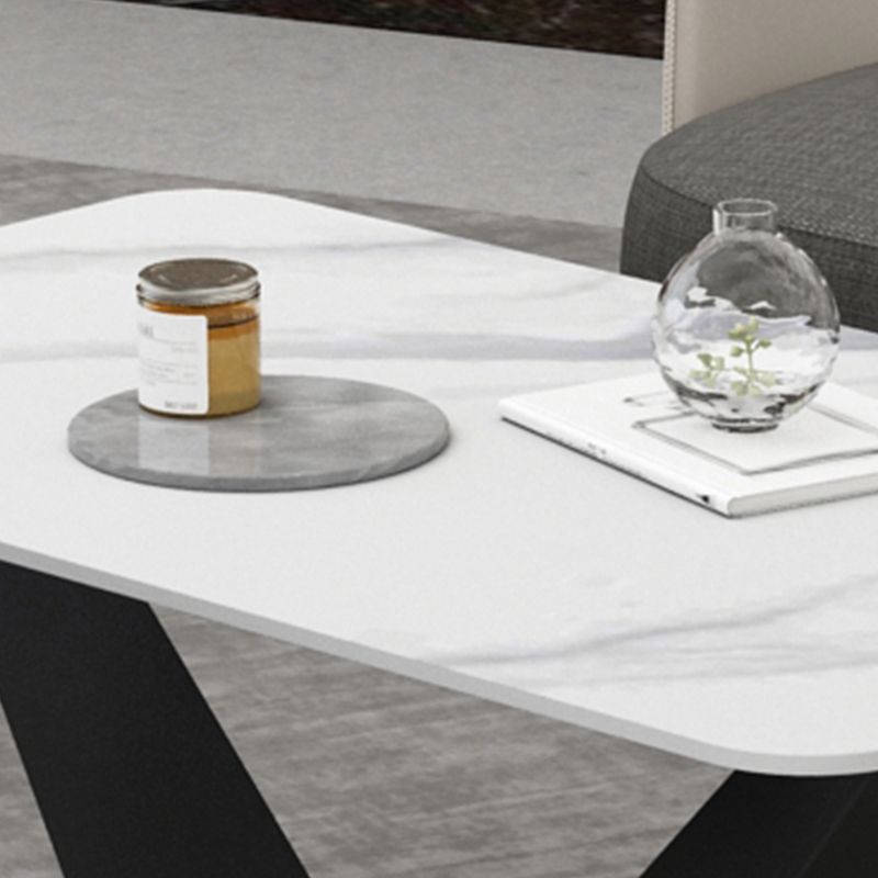 Glam 17.7" H Rectangle Slate Coffee Table Metal Abstract Cocktail Table
