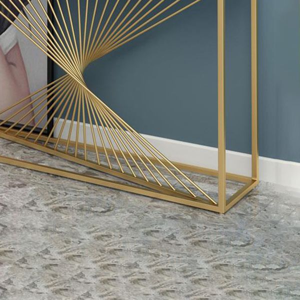 Glam Rectangle Console Table Antique Finish Console Sofa Table in Marble