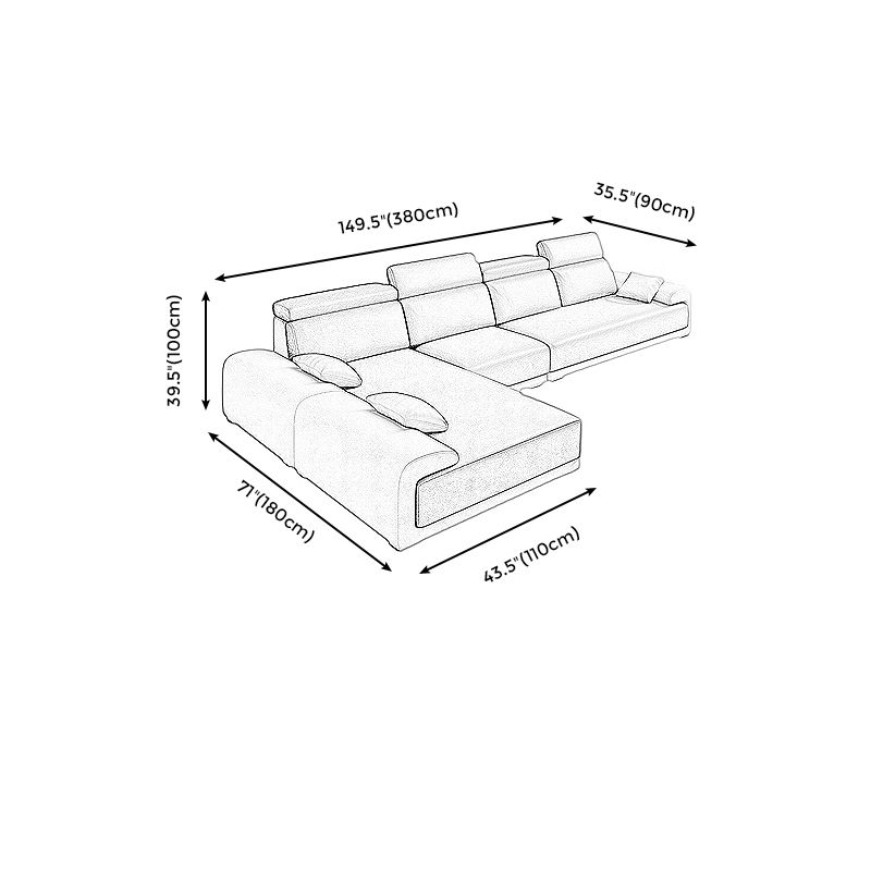 Modern Faux Leather Pillow Top Arm Sectional Stain-Resistant Sofa with Removable Cushions