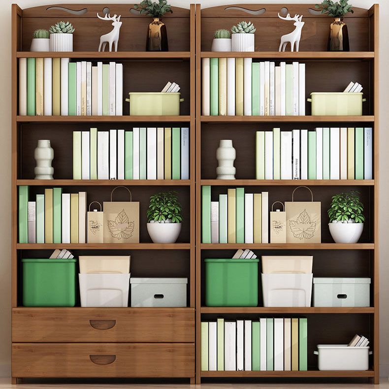 Contemporary Floor Closed Back Bookshelf Bamboo Home Shelf Bookcase