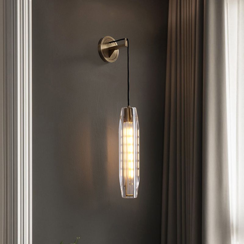 Oval Shade Crystal Wall Sconce Modern Style 1 Light Wall Mount Light Fixture