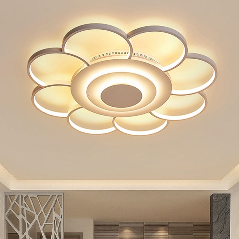 31,5 "/ 39" de large fleur Flushmount Simple acrylique LED Blanc Flush plafond Light in chaud / blanc / naturel Light