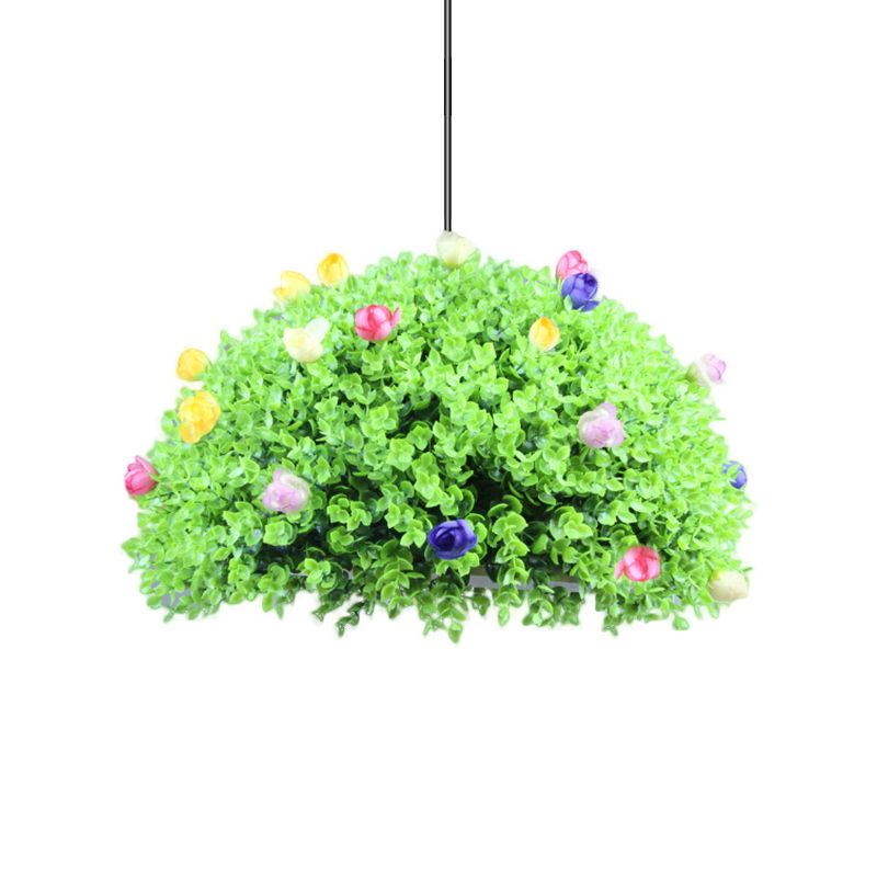 1-leichter gewölbter Hanglamp-Kit Factory Green Metallic Suspension Lighting mit künstlichem Blumen-Deko