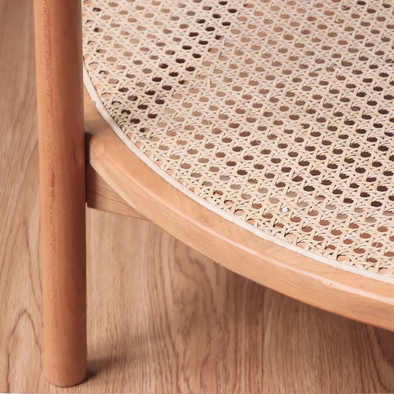 4 Legs Bunching Table with Solid Wood Base Round Coffee Table with Tempered Glass Top