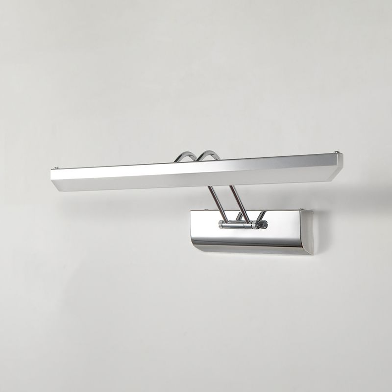 Luce di vanità moderna lineare Metal Mirror LED a 1 luce Light per bagno in argento