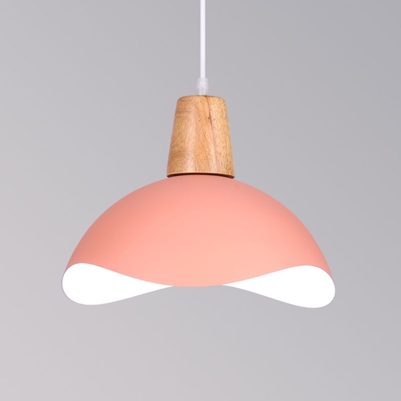 Golvende koepelhangende verlichting macaron ijzer 1-licht roze/geel/groene afwerking slinger lamp voor eetkamer