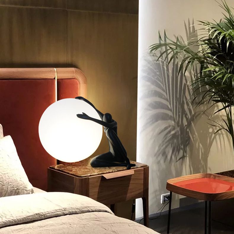 Modern Artistic Spherical Table Lamp Resin 1 Bulb Living Room Table Light