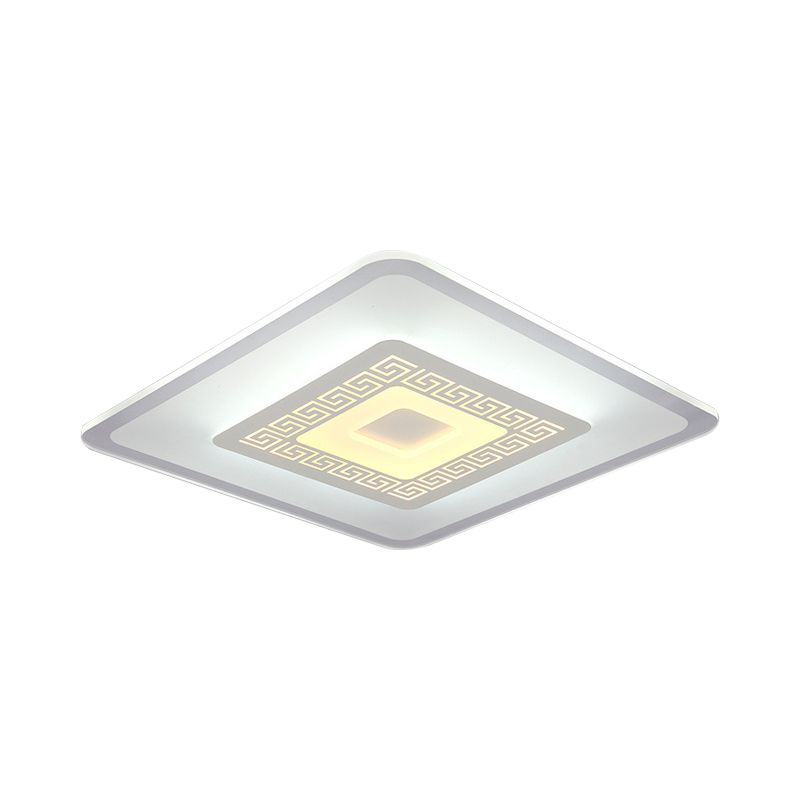 Plafoniera da soggiorno piccola/grande stile semplice LED ultrasottile da incasso con paralume acrilico rotondo/rettangolare/quadrato