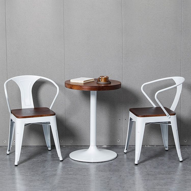 Chaise de salle à manger industrielle en métal, fauteuil empilable à dossier à lattes pour restaurant