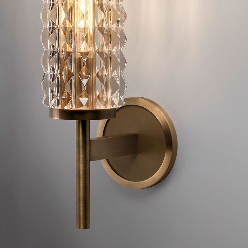19 "H CYLINDRICAL DIAMOND Glass Sconce Lights Post Modern Style Lrass Lighting Forme pour les escaliers Halway