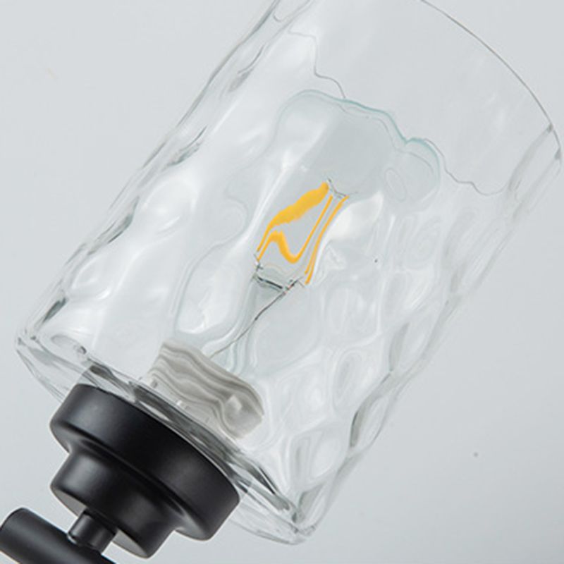 Industrial Metal Wall Light Black 3 Lights Wall Sconce with Glass for Living Room