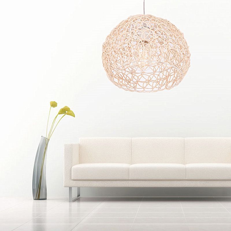 Dome Shade Pendant Light Contemporary Rattan Single-Bulb Restaurant Suspension Light Fixture