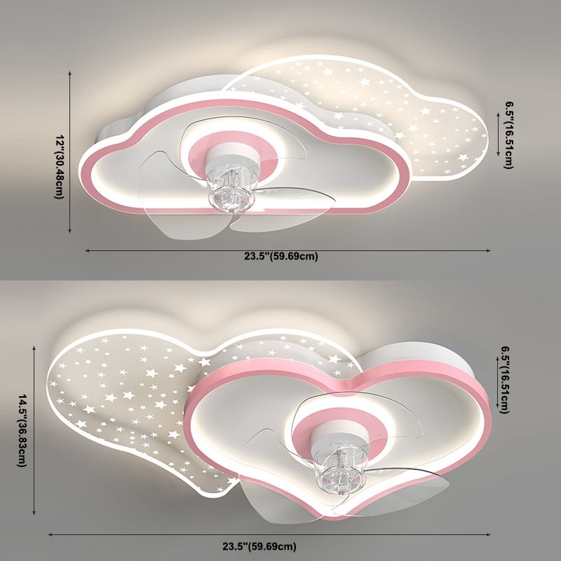 Ventilador de techo circular minimalista de moda Luz de acrílico para niños LED LED SEMI FLUSH LUCH