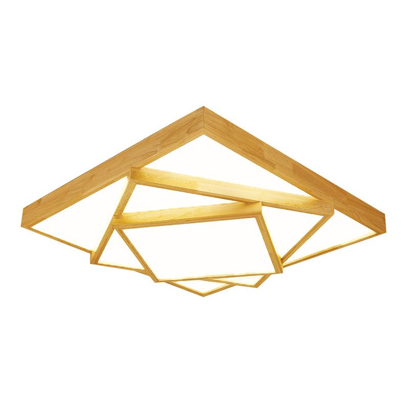 Luminaire encastré en bois à trois niveaux pour le salon Nordic beige LED plafonnier