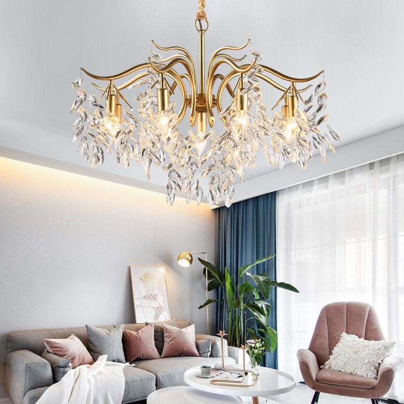 Branches Shaped French Style Crystal Pendant Light Multi-lights Dining Room Lighting Fixture with 17.7" Suspension Chain