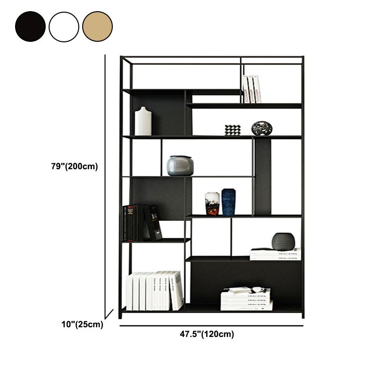 Rectangle Metal Bookshelf Scandinavian Open Bookcase with Shelves