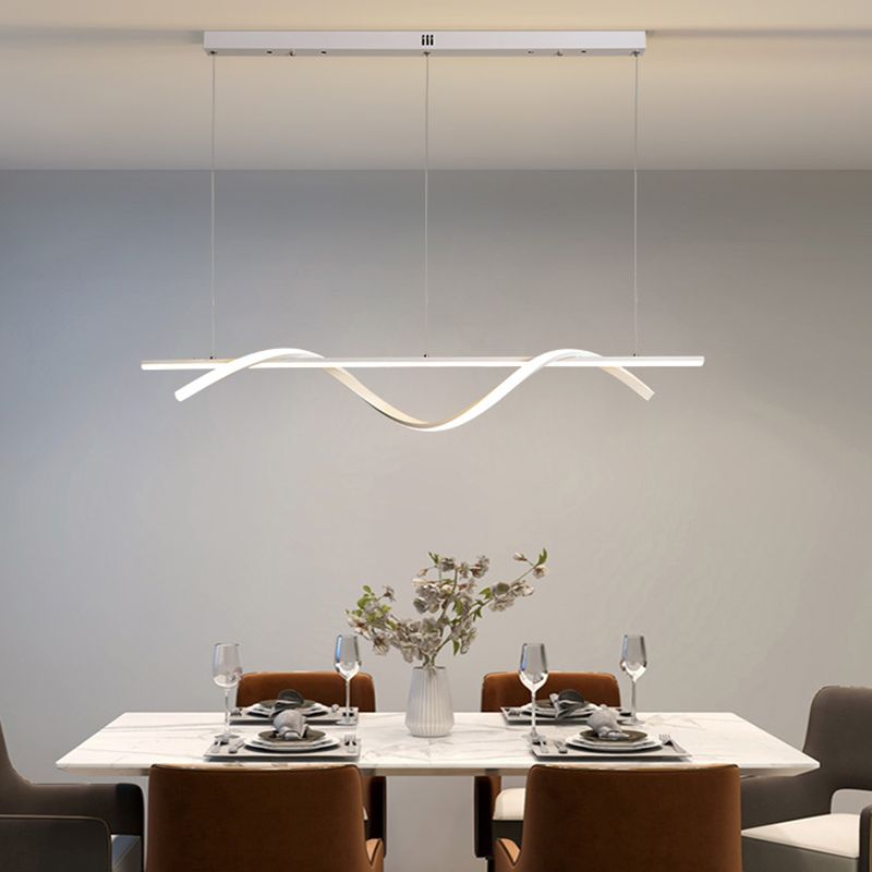 Simple Island Lamp Modern LED Island Hanging Lamp with Silica Gel Shade for Dining Room