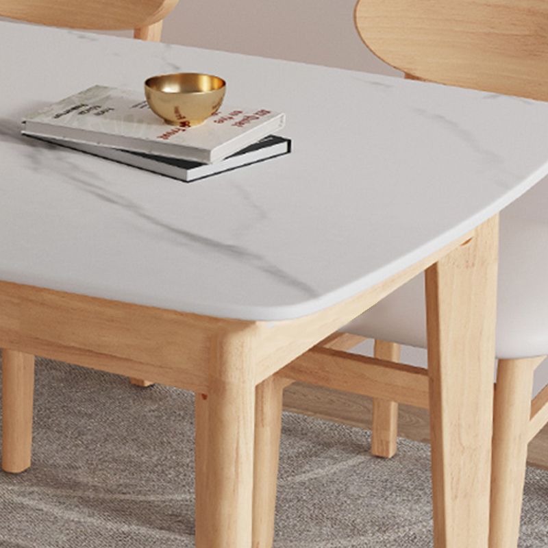 Minimalist Rectangle Shape Kitchen Dining Table Sintered Stone Top Dining Table with 4 Legs Base