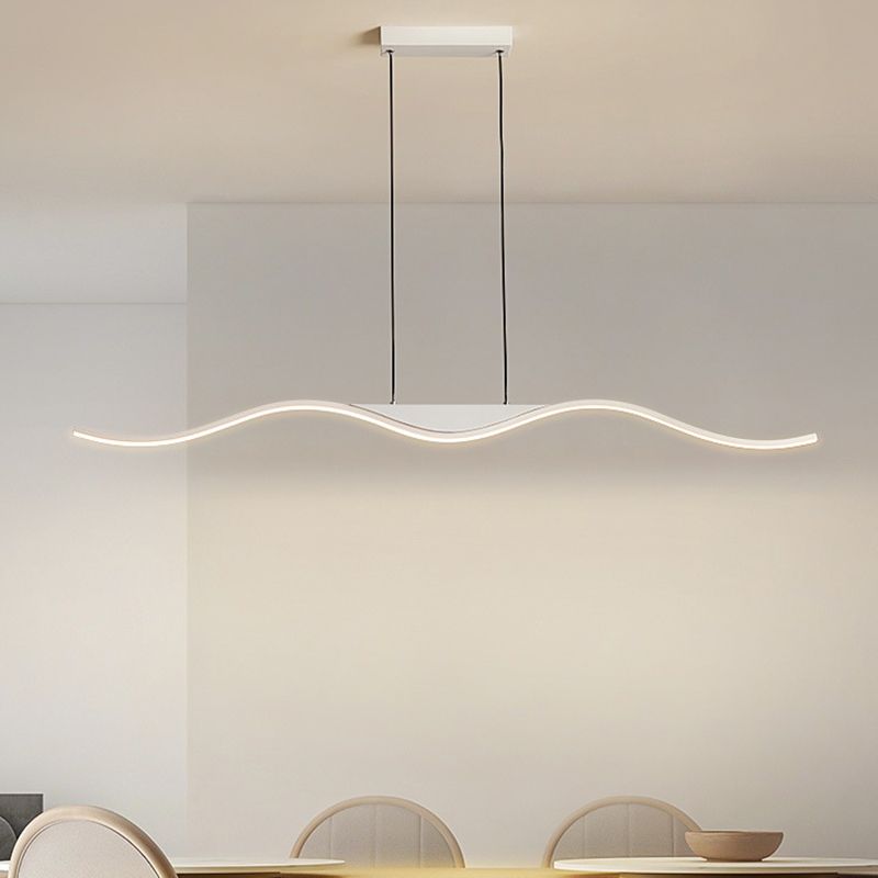 Single White Modernism Kitchen Island Lighting Unique Metallic Ceiling Light