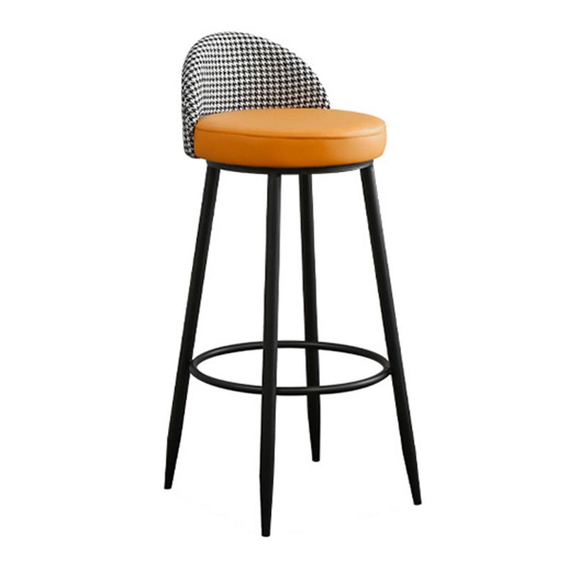 Metal Footrest Bar Stool Industrial Upholstered Armless Bar Chair