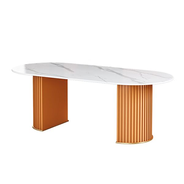 Stone Top Dining Table Contemporary Oval Dining Table with Sled Base
