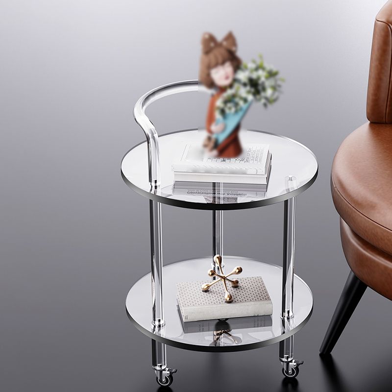 22" H End Slide Table Round Shape Acrylic End Table in Clear