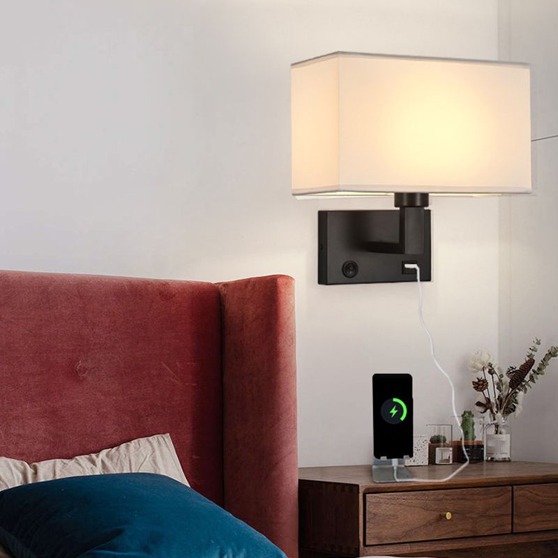 1 - Light Wall Sconce in Black / Gold Metal and Fabric Post Modern Wall Light