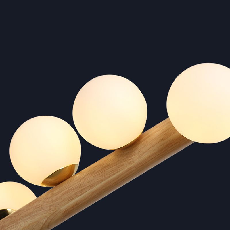 Contemporary Wood Kitchen Island Lighting Globe Shaded Ceiling Light for Room