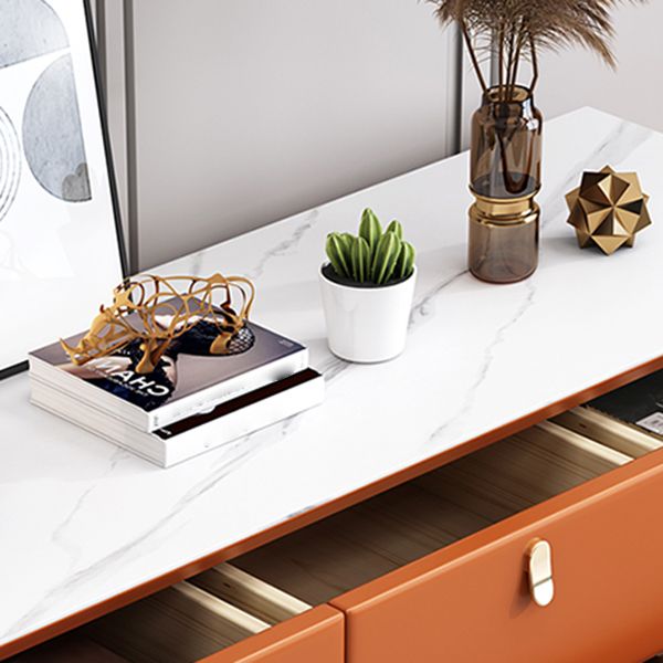 Wood and Stone Buffet Server Glam Style Kitchen Server for Living Room