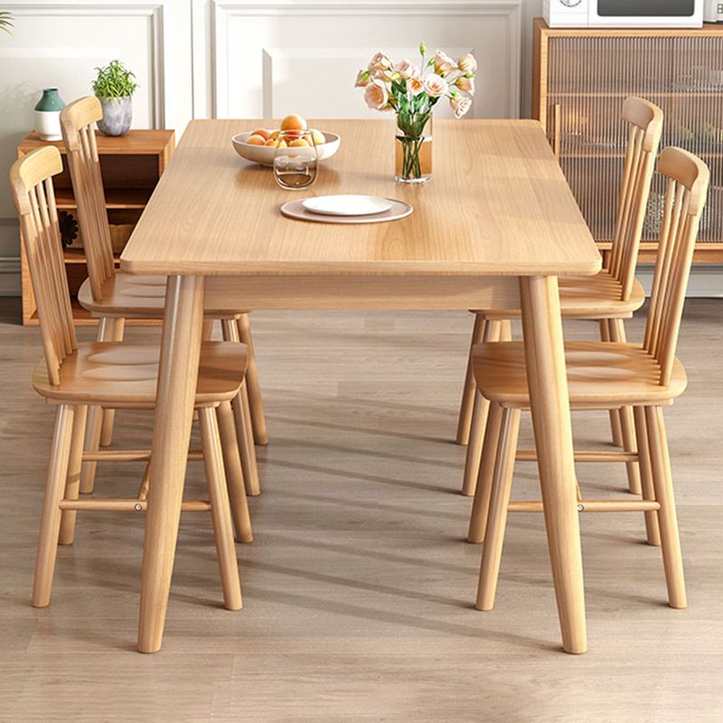 Contemporary Solid Wood Rectangle Dining Room Set with 4 Wood Legs for Kitchen Furniture