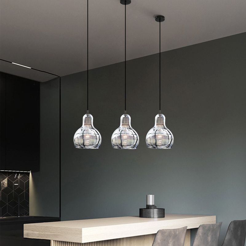 Modern Creative Geometric Pendant Light Wrought Iron Indoor Hanging Lamp with Glass Shade