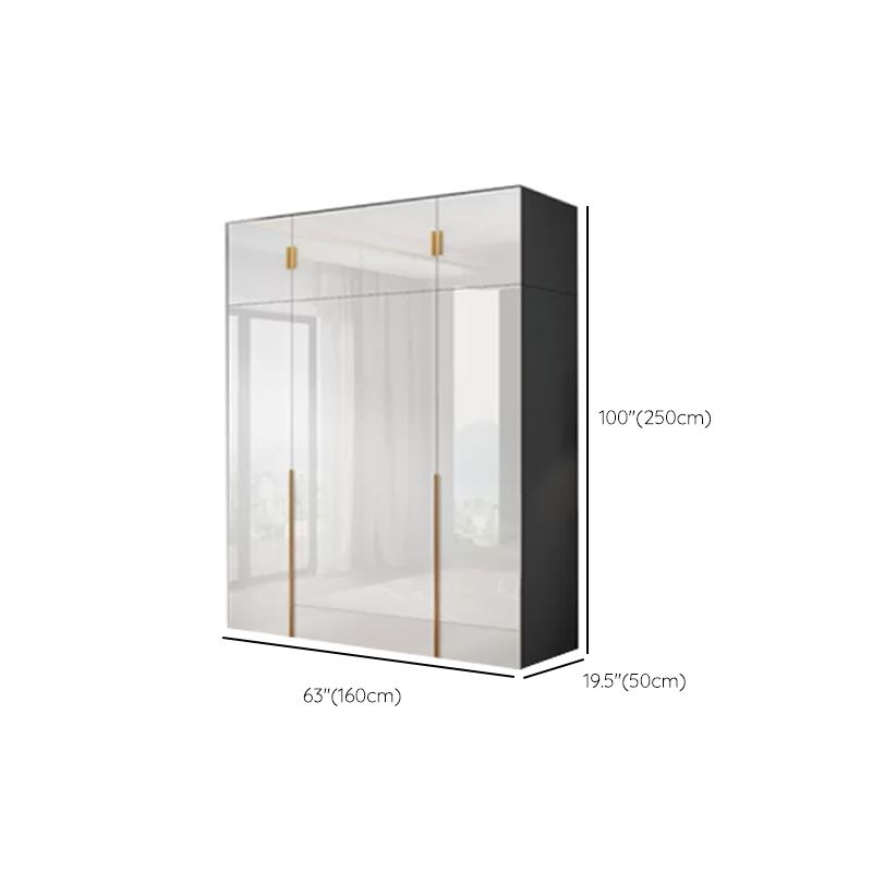 Engineered Wood Armoire Modern White Wardrobe Closet with Garment Rod