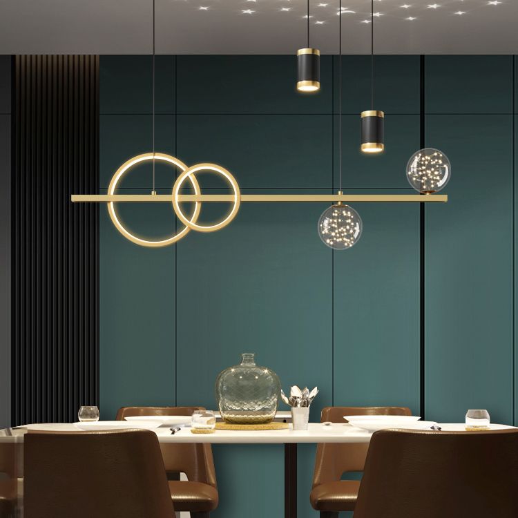 Luces de la isla de la esfera Pendientes contemporáneos de la isla de metal con sombra de vidrio