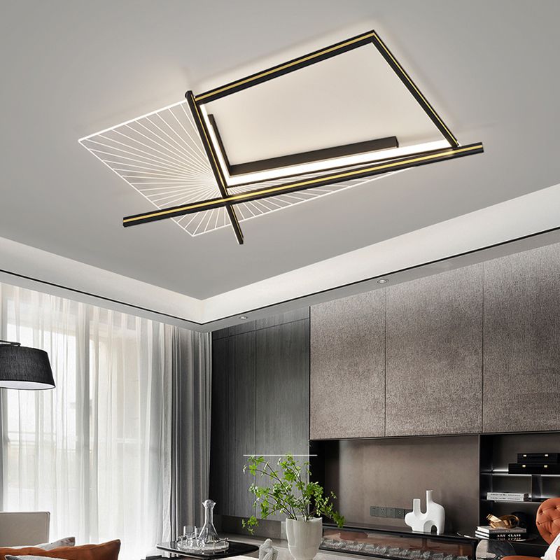 Minimalisme Aluminium LED Ceiling Mounted Light Squared 1-Light Flush Light for Living Room