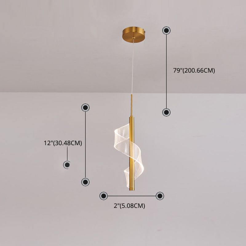 Gouden lineaire vorm led hanglamp moderne minimalistische metalen hanglamp voor woonkamer