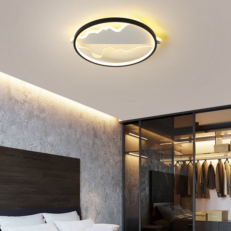 Minimalistische, schleifenförmige Deckenleuchte, moderne LED-Einbauleuchte mit schwarzem Finish für Schlafzimmer