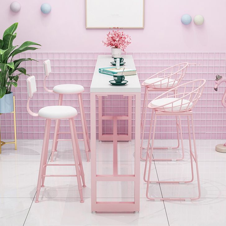 Glam 1/5 Pieces Bar Table Set Rectangle Stone Counter Table with High Stools