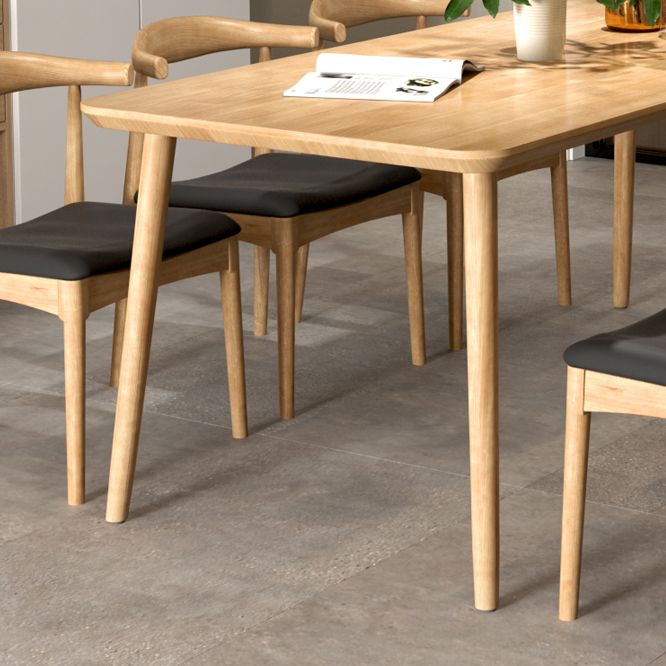 Mesa de comedor contemporánea rectangular de 4 patas, mesa fija de madera maciza, Color madera