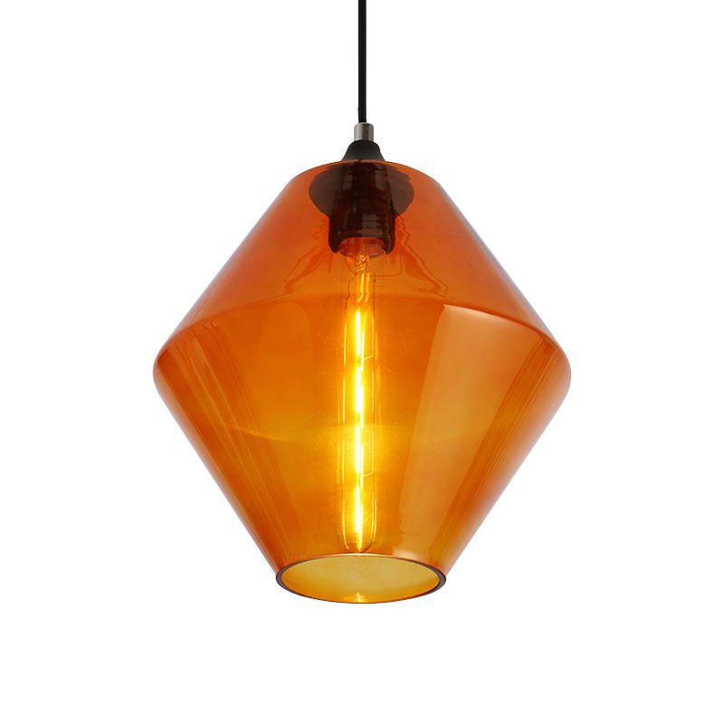 Single a diamante a diamante soffitto a sospensione leggera vintage nere arancione/blu/verde lampada appesa